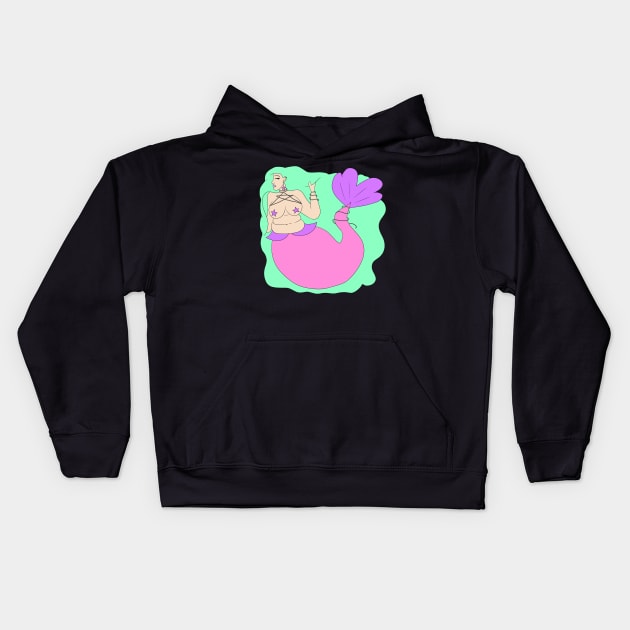 Curvy Mermaid Kids Hoodie by TheQueerPotato